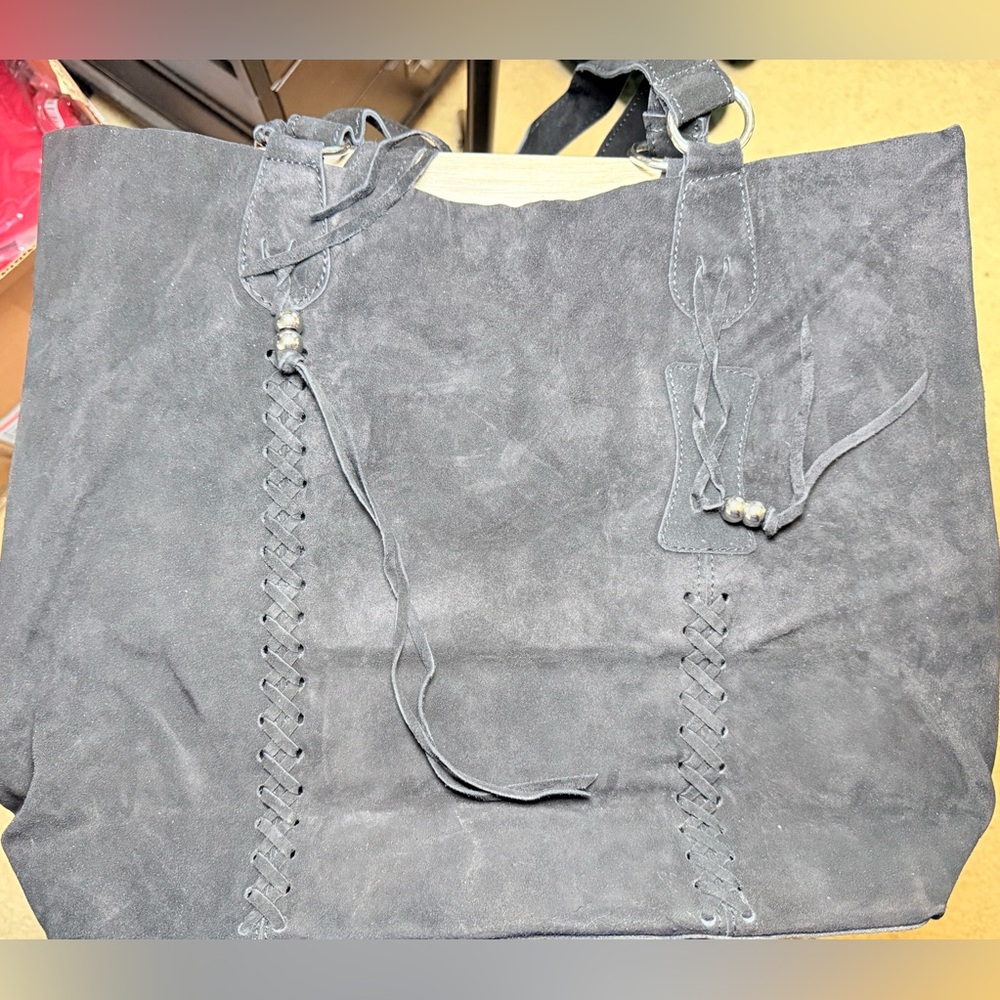 Raj Charcoal Suede Tote Bag